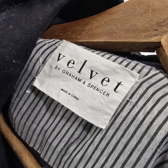 Velvet Graham Spencer Vest Womens Small Black Hooded Faux Fur Zip Odela Military - Picture 3 of 12